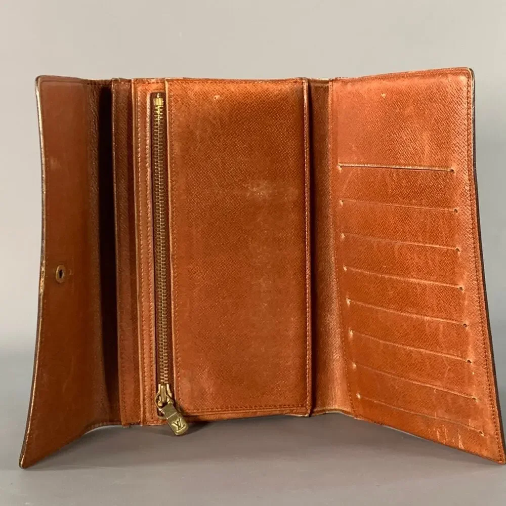 LOUIS VUITTON Brown Brass Monogram Coated Canvas Wallet